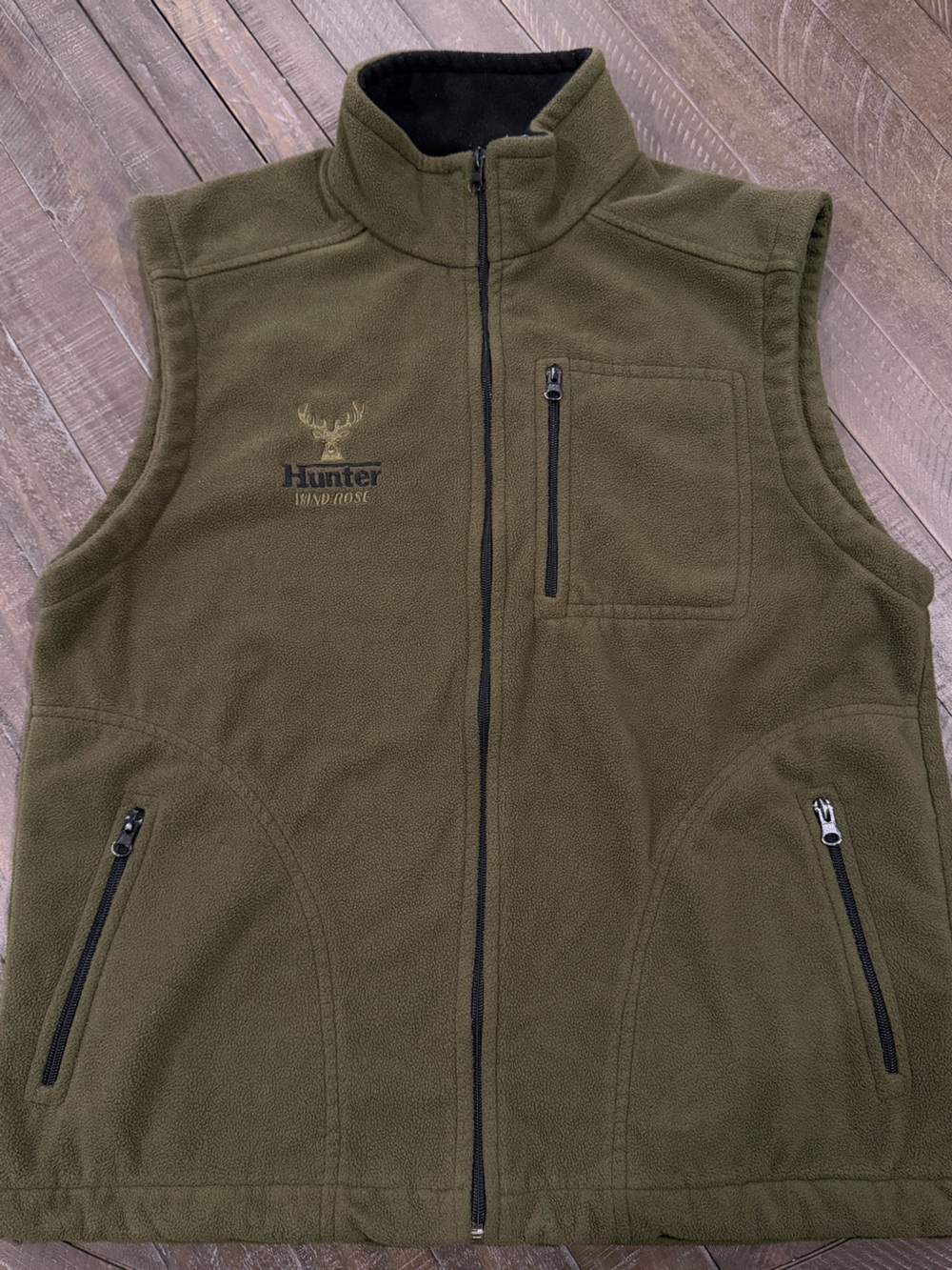 Hunter Wind Rose Men’s Fleece Hunting Vest Olive Green M